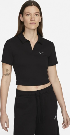 Поло женское Nike W NSW ESSNTL SS POLO CRP TOP черное DV7884-010