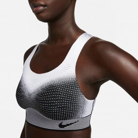 Топ женский Nike W NK SWSH FLYKNIT BRA черно-белый DQ5119-010