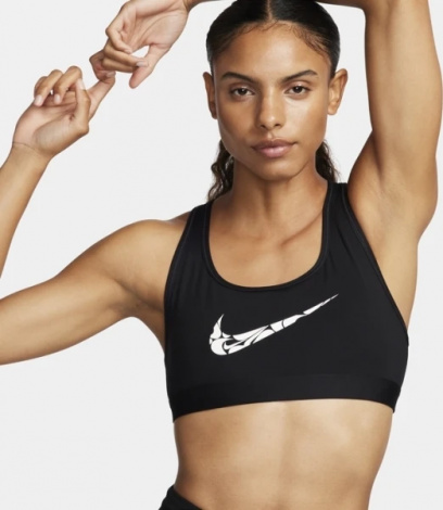 Топ женский Nike W NK SWSH LS HBR BRA черный FN2898-010