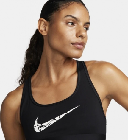 Топ женский Nike W NK SWSH LS HBR BRA черный FN2898-010
