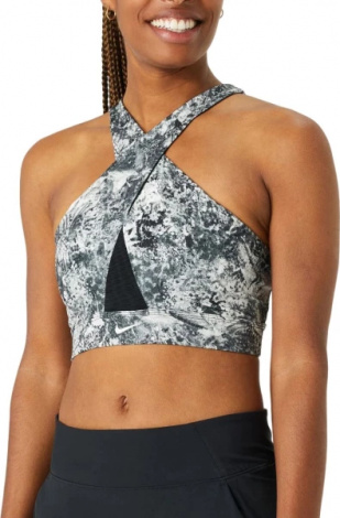 Топ женский Nike W NK DF SWSH WRAP BRA AOP черно-белый DX1778-010