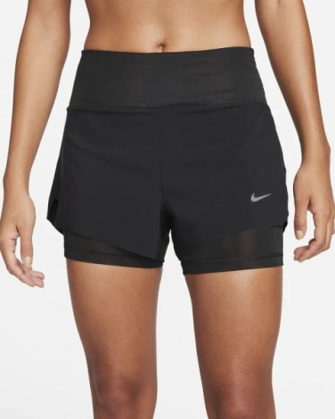 Шорты для бега женские Nike W NK SWIFT DF MR 3IN 2N1 SHORT черные DX1029-010