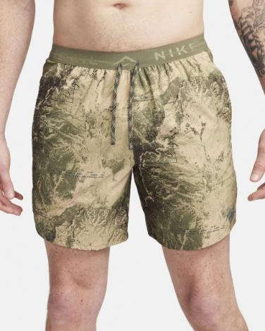 Шорты для бега Nike M NK DF STRIDE 7BF SHORT AOP оливковые FN3314-222