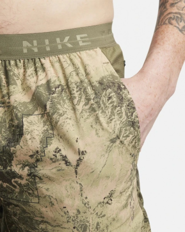 Шорты для бега Nike M NK DF STRIDE 7BF SHORT AOP оливковые FN3314-222