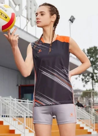 Комплект волейбольної форми жіночий Kelme чорно-сіро-жовтогарячий 8351QB2009.9015
