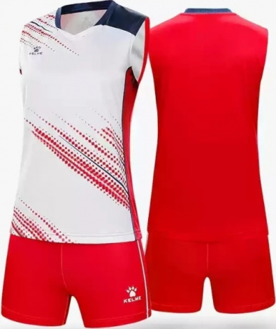 Комплект волейбольної форми жіночий Kelme біло-червоно-темно-синій 8351QB2009.9107