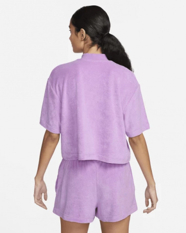 Футболка жіноча Nike W NSW MOCK SS TEE TRRY MS фіолетова FJ4894-532