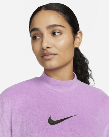 Футболка жіноча Nike W NSW MOCK SS TEE TRRY MS фіолетова FJ4894-532
