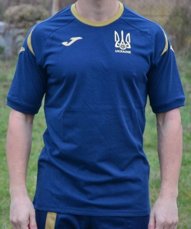 Тренировочная Футболка Joma сборной Украины по футболу синяя FFU 201032.18 (хлопок)