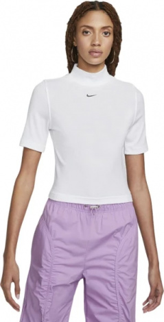 Футболка жіноча Nike W NSW ESSNTL RIB MOCK SS TOP біла DV7958-100