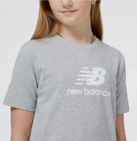 Футболка підліткова New Balance ESSENTIALS STACKED LOGO JERSEY сіра YT31541AG