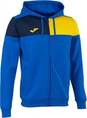 Олимпийка Joma Crew V Zip-Up Hoodie Royal Yellow Navy