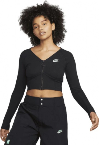 Олімпійка (мастерка) жіноча Nike W NSW LS TOP RIB SW чорна FJ5220-010