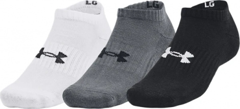 Шкарпетки Under Armour CORE NO SHOW 3PK біло-сіро-чорні (3 пари) 1363241-003