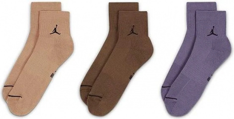 Носки Nike UJ Ed Cush Poly Ankle 3Pr 144 Бежевый, Коричневый, Фиолетовый Унисекс 38-42
