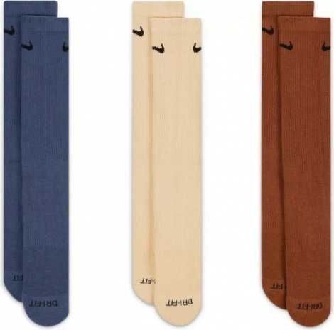 Носки Nike U Nk Everyday Plus Cush Crew Синий, Коричневый, Бежевый Унисекс 38-42