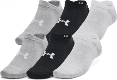 Шкарпетки Under Armour ESSENTIAL NO SHOW 6PK білі/сірі/чорні (6 пар) 1382611-002
