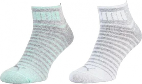 Шкарпетки Puma UNISEX QUARTER 2P біло-бірюзово-сірі (2 пари) 101002001-025