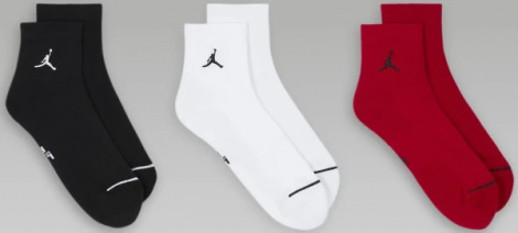 Шкарпетки Nike JORDAN UJ ED CUSH POL A LE 3PR 144 чорно-біло-червоні (3 пари) DX9655-902