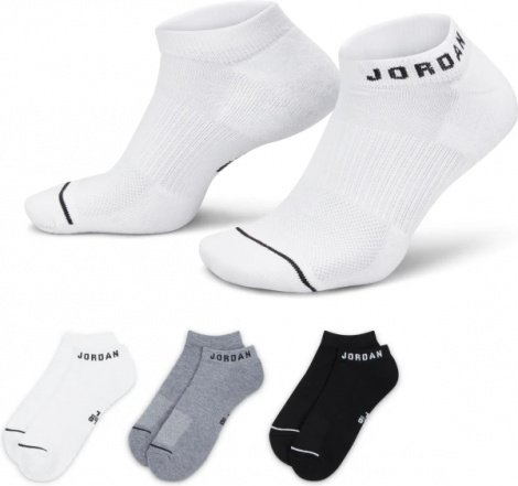 Шкарпетки Nike JORDAN EVERYDAY NO-SHOW DRI-FIT 3-PAIRS білі, сірі, чорні (3 пари) DX9656-911