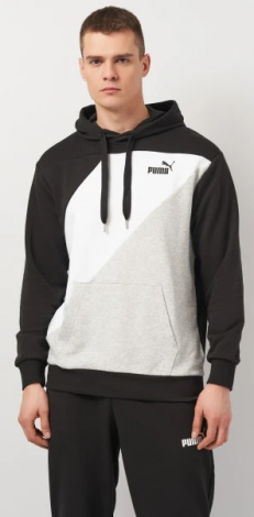 Худі Puma POWER COLORBLOCK HOODIE чорно-біло-сіре 67893101