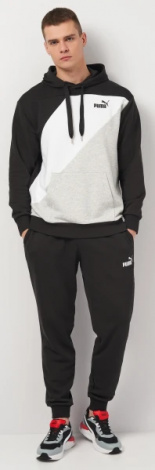 Худі Puma POWER COLORBLOCK HOODIE чорно-біло-сіре 67893101