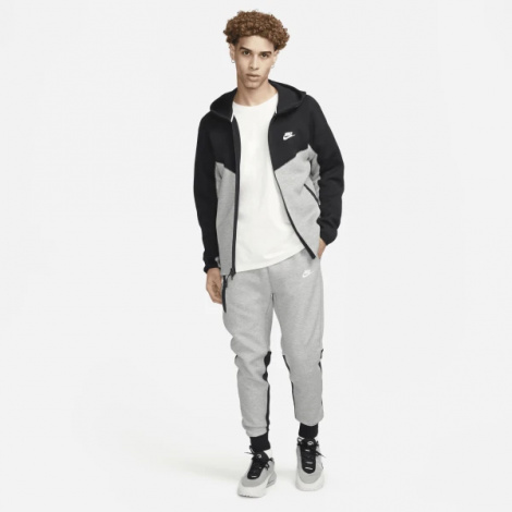 Толстовка Nike M NK TCH FLC FZ WR HOODIE сіро-чорна FB7921-064