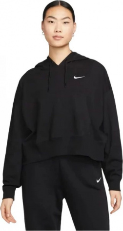 Толстовка жіноча Nike W NSW JRSY OS PO HOODIE чорна DM6417-010
