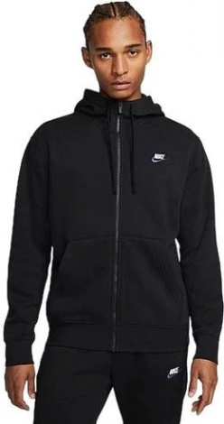 Толстовка Nike M NSW CLUB DT HOODIE FZ BB чорна DQ8384-010