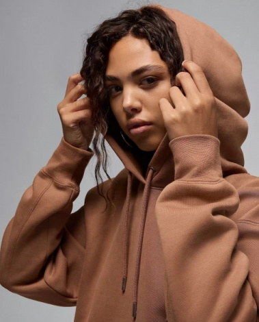 Худі жіноче Nike JORDAN FLIGHT FLEECE SATIN-LINED PULLOVER HOODIE коричневе FV7050-223