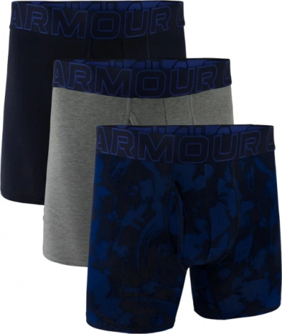 Труси (боксерки) Under Armour PERFORMANCE COTTON 6IN 3-PACK PRINTED BOXERJOCK темно-синьо-сині, сірі, темно-сині (3 пари) 1383890-400