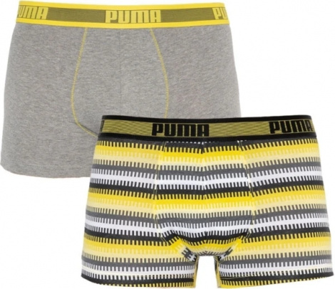 Трусы-боксеры Puma Worldhood Stripe Trunk 2P Белый, Серый, Черный, Желтый Мужской L
