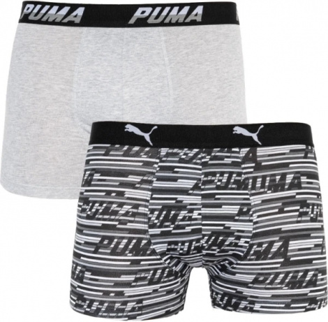 Трусы-боксеры Puma Logo Aop Boxer 2P Серый, Белый, Черный Мужской L