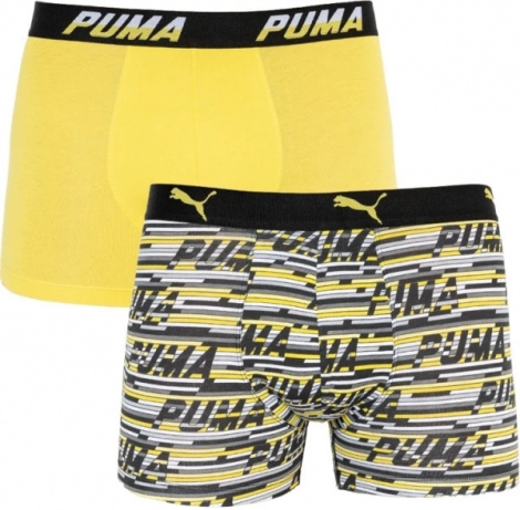 Трусы-боксеры Puma Logo Aop Boxer 2P Серый, Желтый Мужской L
