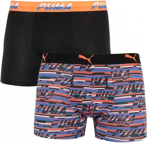 Трусы-боксеры Puma Logo Aop Boxer 2P Черный, Оранжевый, Синий Мужской M