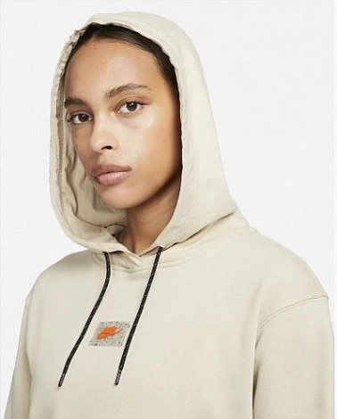 Толстовка жіноча Nike W NSW FLC PO HOODIE SU бежева DX2324-206