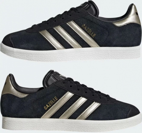 Кеды женские Adidas GAZELLE черно-золотые IG4397