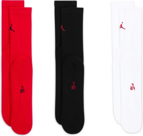 Шкарпетки Nike JORDAN EVERYDAY CREW SOCKS білі, чорні, червоні (3 пари) DX9632-918