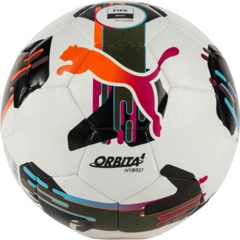 Футбольний м'яч Puma ORBITA 4 HYB (FIFA BASIC) біло-чорно-оливковий