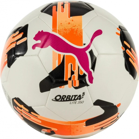 Футбольний м'яч Puma ORBITA 5 FUSION LITE 350 біло-оранжево-рожевий