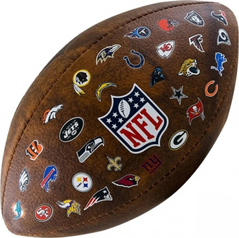 Мяч для американского футбола Wilson NFL OFF THROWBACK 32 TEAM LOGO темно-коричневый