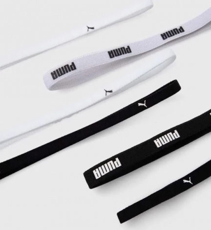 Пов'язки на голову жіночі Puma TR ESS HAIRBANDS чорні, білі (6 штук) 053452-09