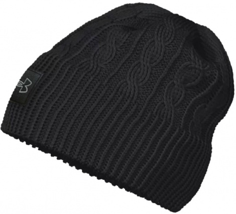 Шапка женская Under Armour HALFTIME CABLE KNIT BEANIE черная 1379995-001