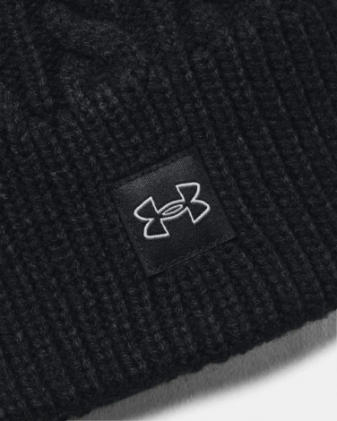 Шапка женская Under Armour HALFTIME CABLE KNIT BEANIE черная 1379995-001