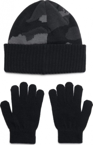 Зимовий набір аксесуарів дитячий Under Armour BEANIE/GLOVE COMBO чорно-сірий камуфляж 1386641-001