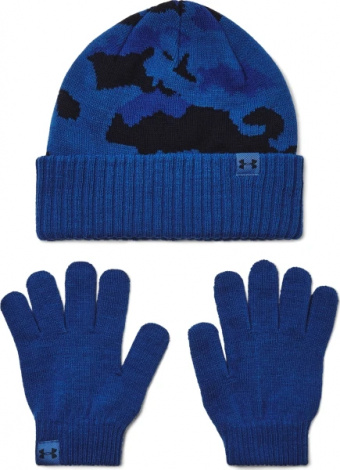 Зимовий набір аксесуарів дитячий Under Armour BEANIE/GLOVE COMBO синьо-чорний камуфляж 1386641-432