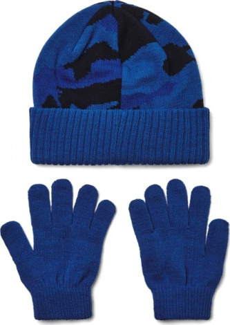 Зимовий набір аксесуарів дитячий Under Armour BEANIE/GLOVE COMBO синьо-чорний камуфляж 1386641-432