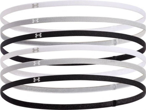 Повязки на голову Under Armour MINI ELASTIC 6-PACK HEADBANDS белые, серые, черные (6 штук) 1389932-001