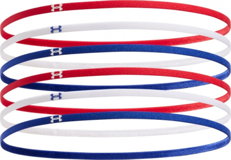 Повязки на голову Under Armour MINI ELASTIC 6-PACK HEADBANDS красные, белые, синие (6 штук) 1389932-600