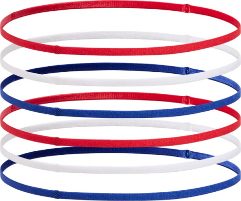 Повязки на голову Under Armour MINI ELASTIC 6-PACK HEADBANDS красные, белые, синие (6 штук) 1389932-600